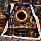 Solar Eclipse Creative Studio Sherpa & Fleece Blanket with printed optical 3D artwork in its use setting