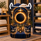 Solar Eclipse Host Gift Laundry Hamper with printed optical 3D artwork in its use setting