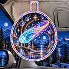 Comet Celebration Holographic Car Visor Clip with printed optical 3D artwork in its use setting
