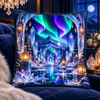 Aurora Crystal Sanctuary Quilted Cushion Cover with printed optical 3D artwork in its use setting