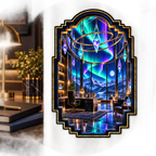 Aurora Executive Observatory Acrylic Refrigerator Magnet with printed optical 3D artwork in its use setting