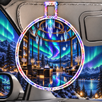 Aurora Executive Observatory Holographic Car Visor Clip with printed optical 3D artwork in its use setting