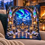 Aurora Hearthstone Welcome Quilted Cushion Cover with printed optical 3D artwork in its use setting