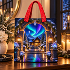 Aurora Hearthstone Welcome Quilted Tote Bag with printed optical 3D artwork in its use setting