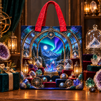 Aurora Curio Vault Quilted Tote Bag with printed optical 3D artwork in its use setting