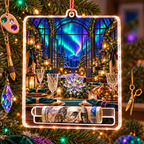 Aurora Host Lanterns Acrylic Cash Holder Ornament with printed optical 3D artwork in its use setting