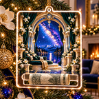 Milky Way Gilded Salon Arch Acrylic Cash Holder Ornament with printed optical 3D artwork in its use setting