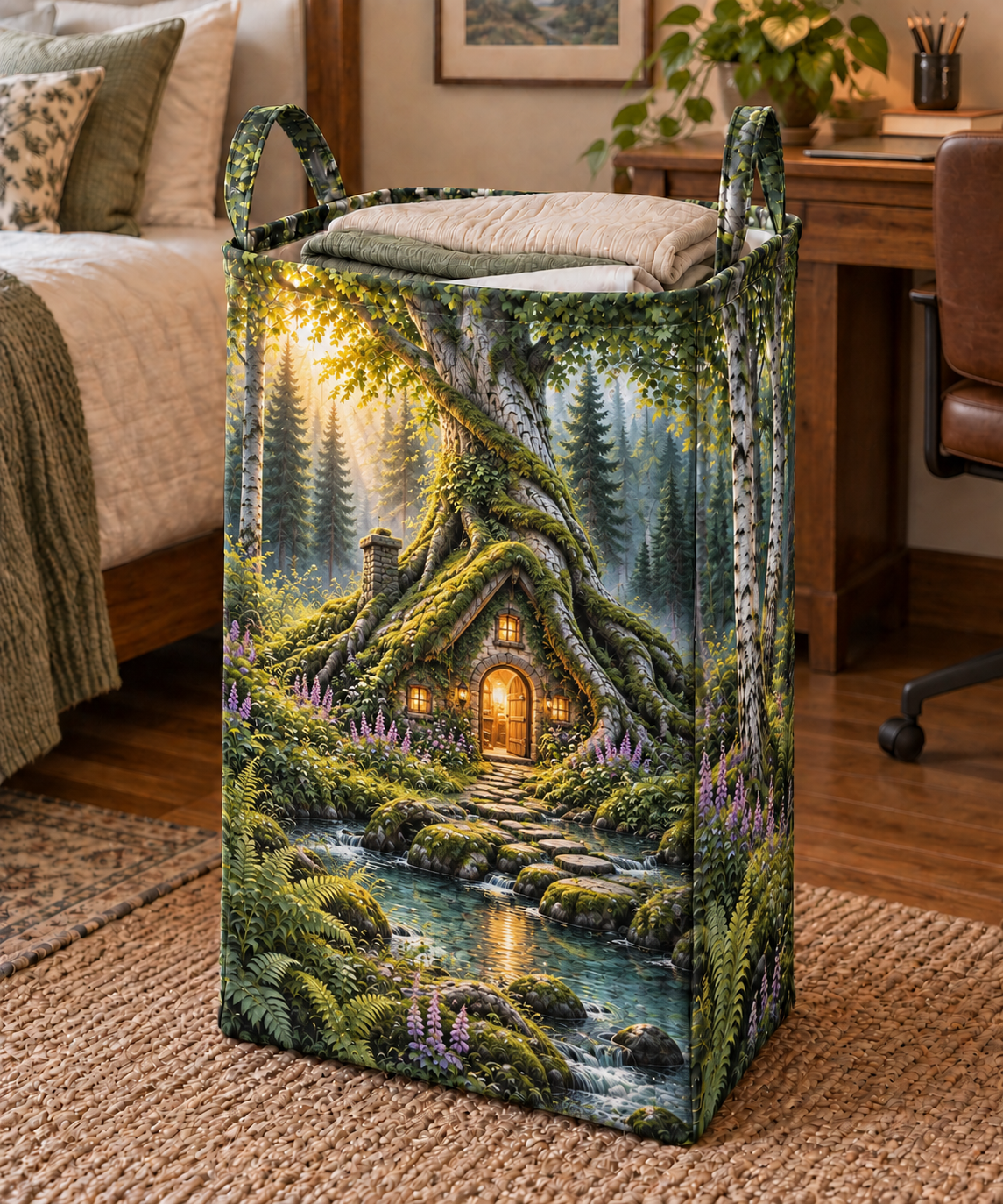 Rootveil New Home Welcome Acrylic Cash Holder Ornament with printed optical 3D artwork in its use setting