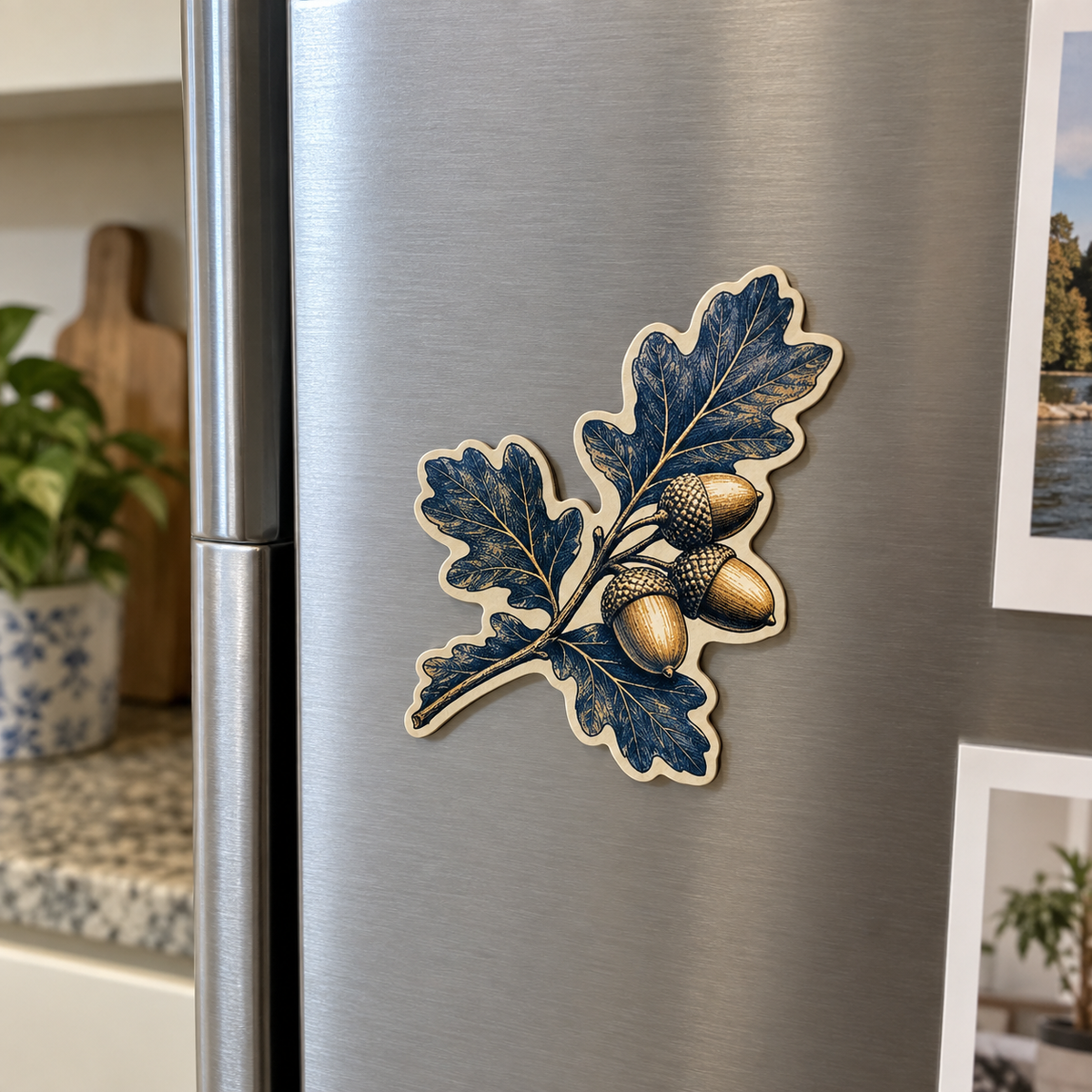 Oakline Apartment Gallery Acrylic Refrigerator Magnet with printed optical 3D artwork in its use setting