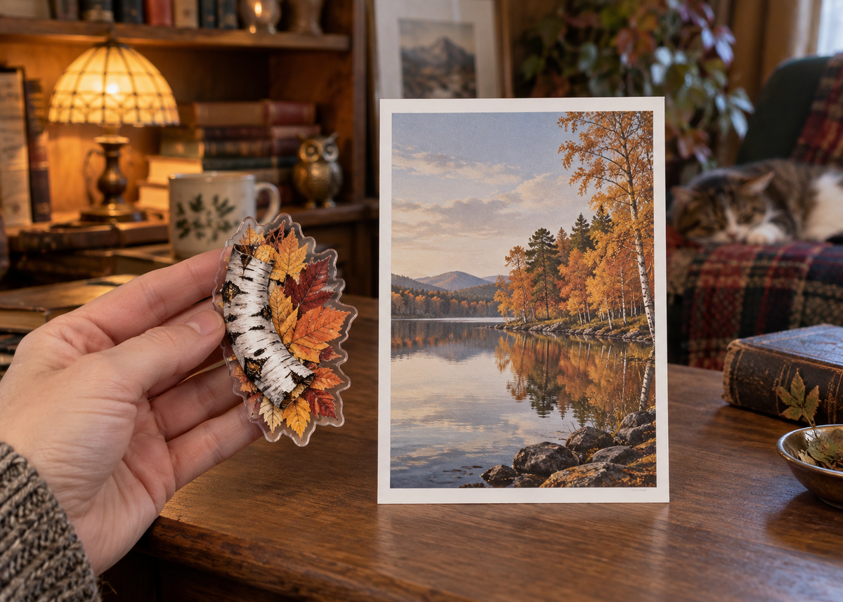 Birch Grove Collector Keepsake Acrylic Refrigerator Magnet with printed optical 3D artwork in its use setting