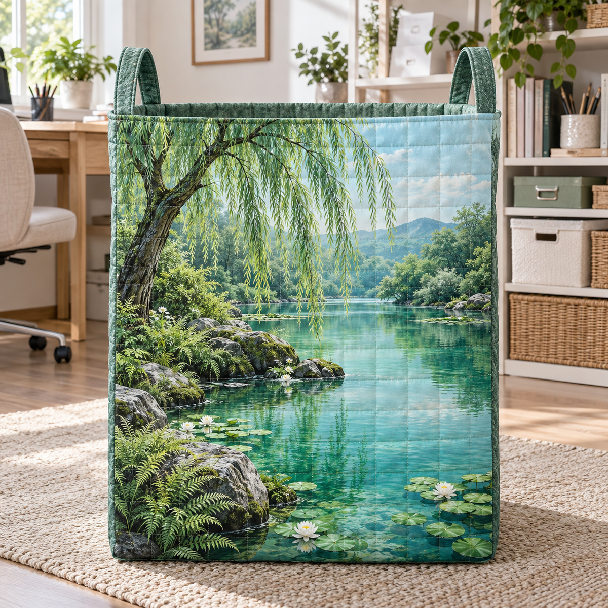 Spring Veil Willow Pond Laundry Hamper main lifestyle product image