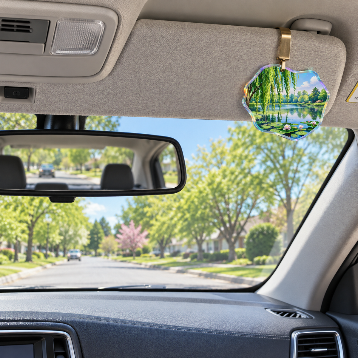 Spring Veil Willow Pond Holographic Car Visor Clip main lifestyle product image