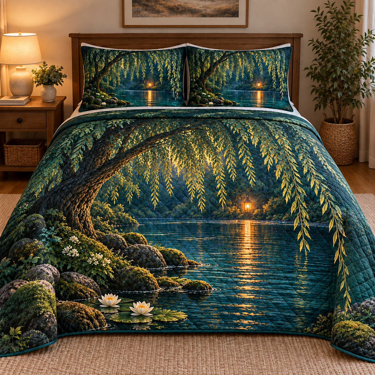 Willow Ember Reflection Quilted Bedding Set main lifestyle product image