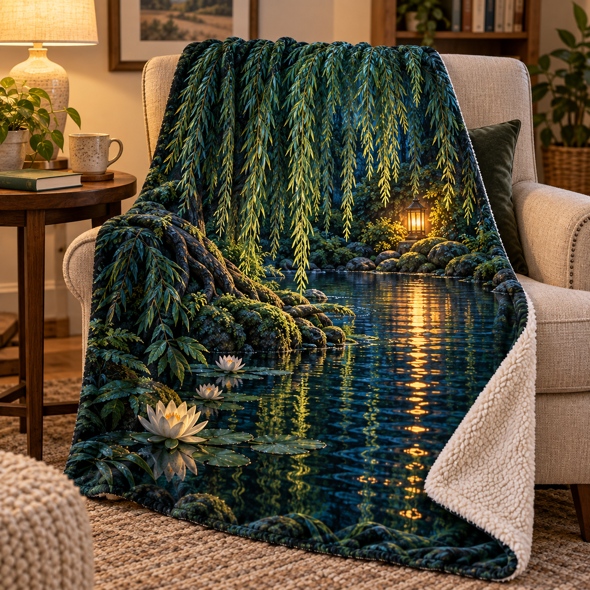 Willow Ember Reflection Sherpa & Fleece Blanket main lifestyle product image
