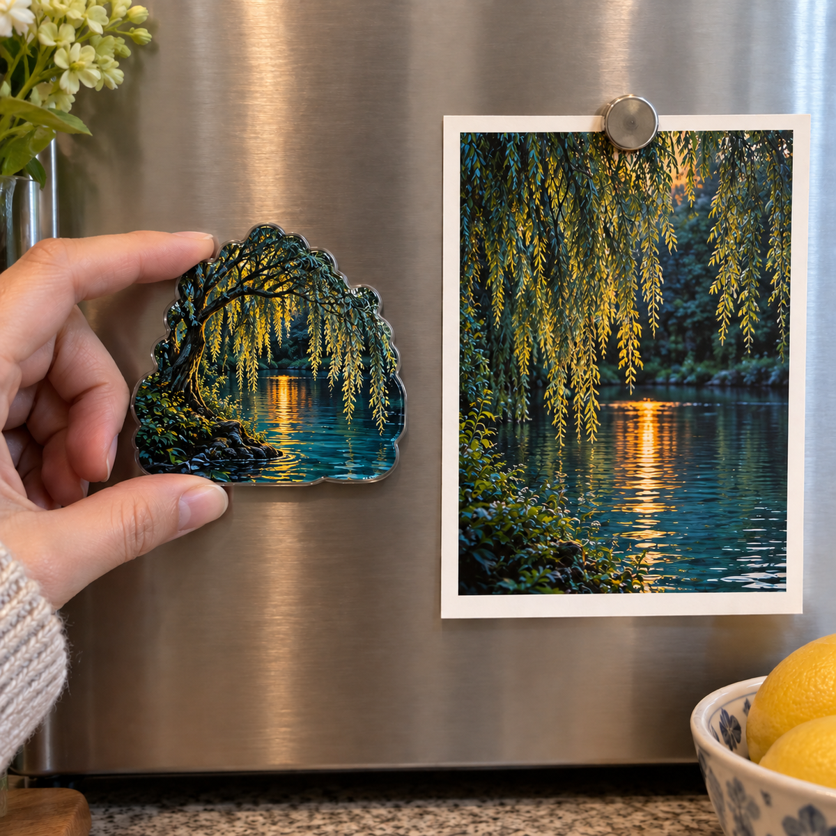 Willow Ember Reflection Acrylic Refrigerator Magnet main lifestyle product image