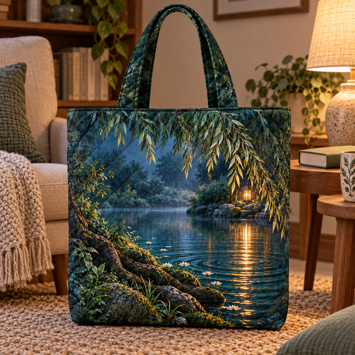Willow Ember Reflection Quilted Tote Bag main lifestyle product image