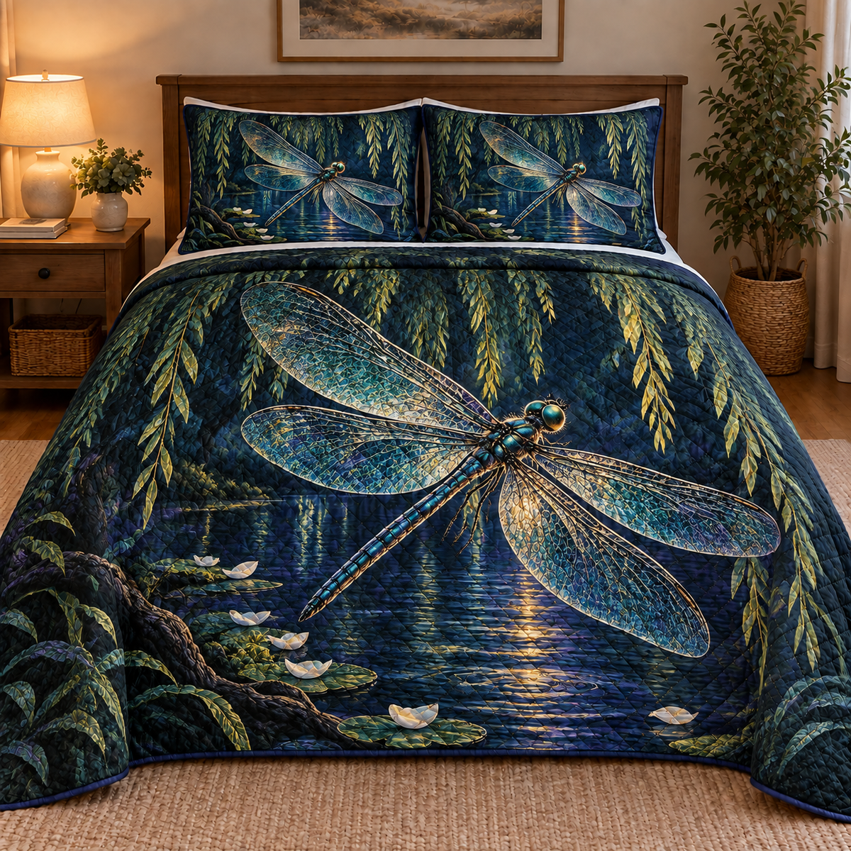 Willow Glasswing Drift Quilted Bedding Set main product lifestyle image