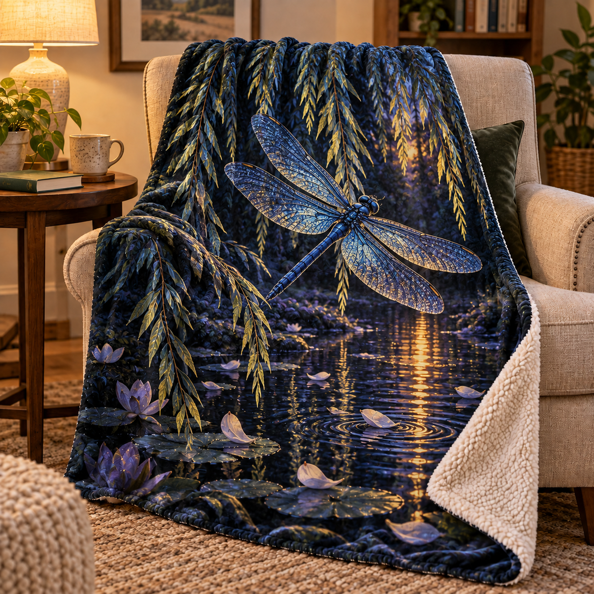 Willow Glasswing Drift Sherpa & Fleece Blanket main product lifestyle image