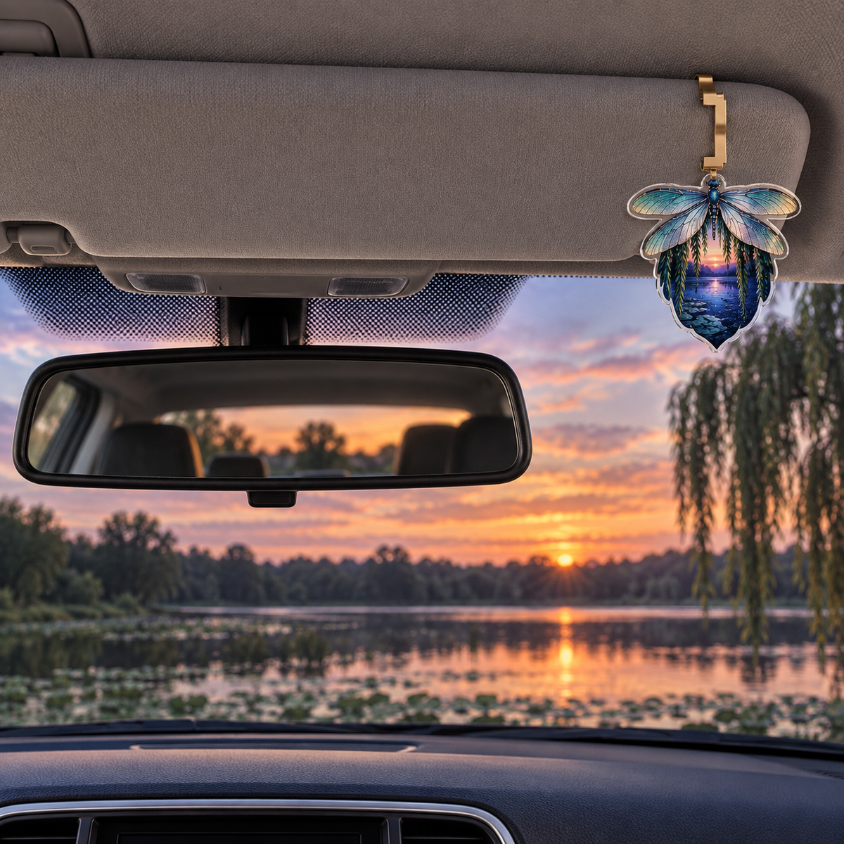 Willow Glasswing Drift Holographic Car Visor Clip main product lifestyle image