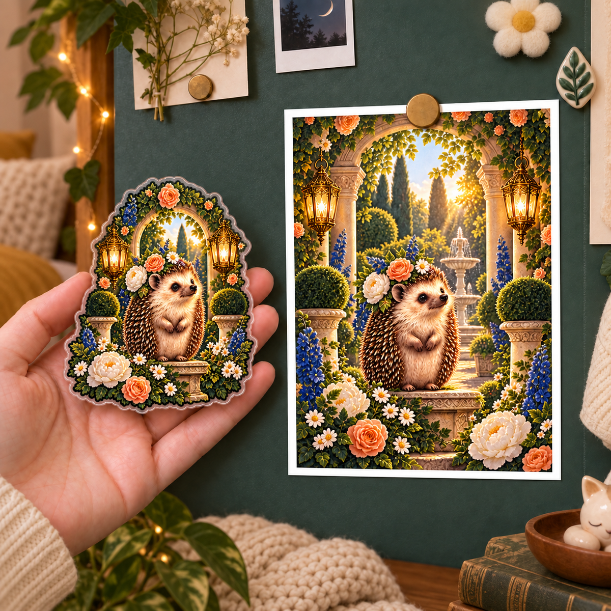Hedgegrove Grand Salon Acrylic Refrigerator Magnet with printed optical 3D artwork in its use setting