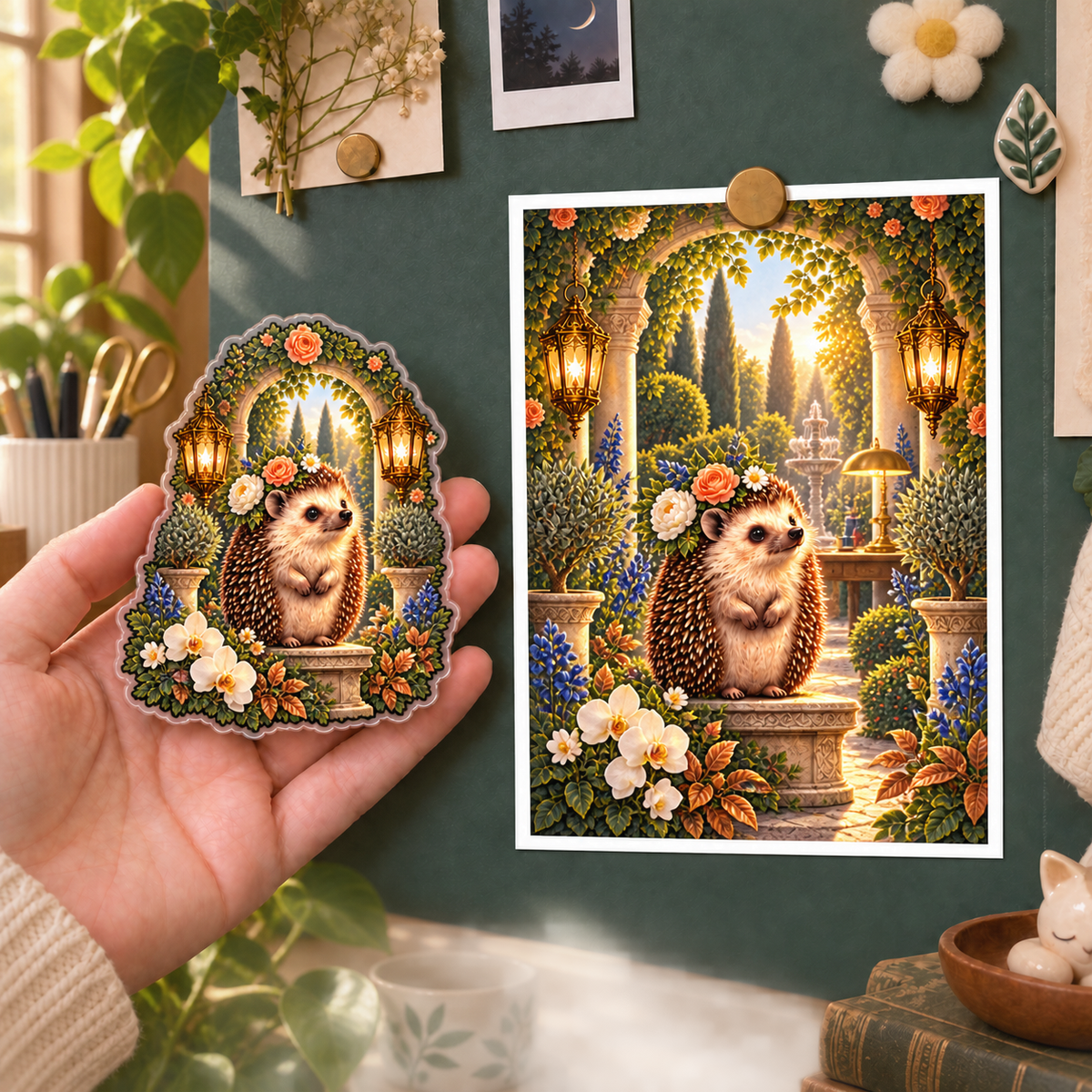 Hedgegrove Study Atrium Acrylic Refrigerator Magnet with printed optical 3D artwork in its use setting