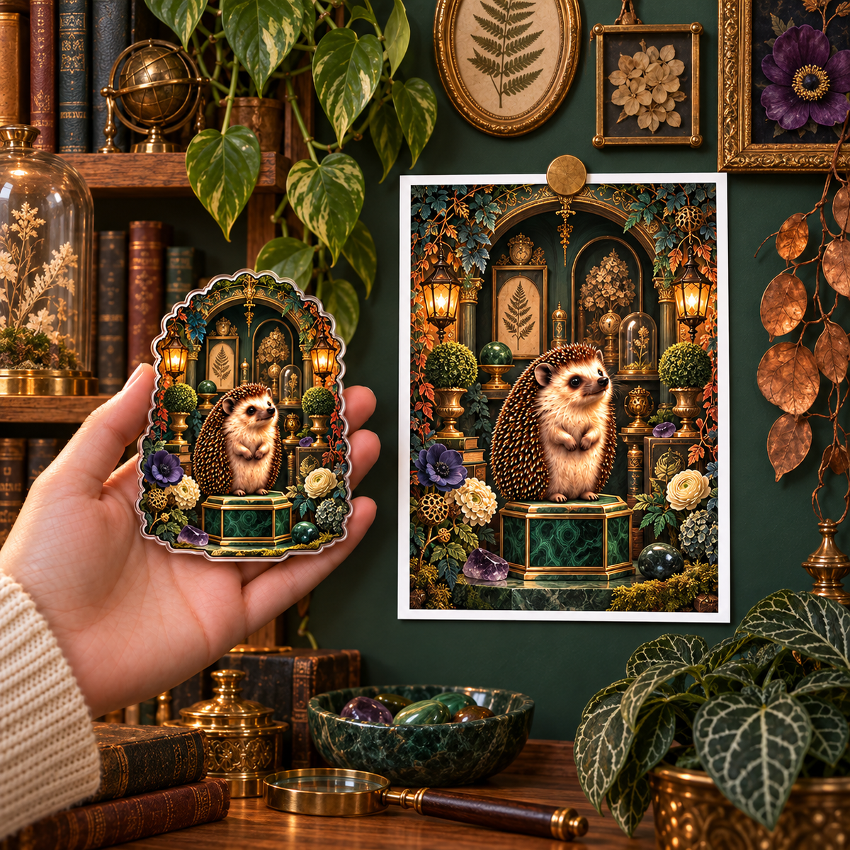 Hedgegrove Curio Gallery Acrylic Refrigerator Magnet with printed optical 3D artwork in its use setting