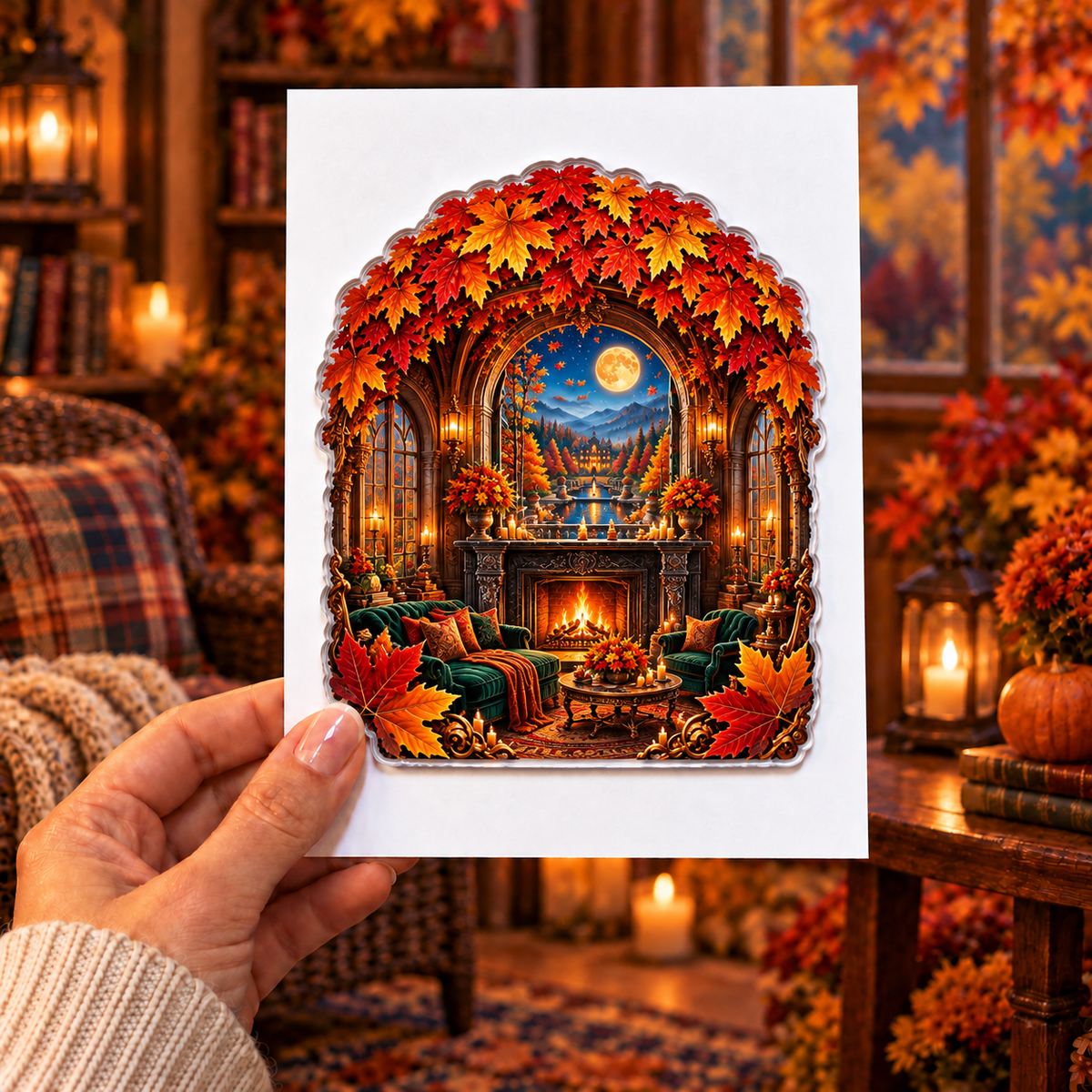 Embercourt Canopy Salon Acrylic Refrigerator Magnet with printed optical 3D artwork in its use setting