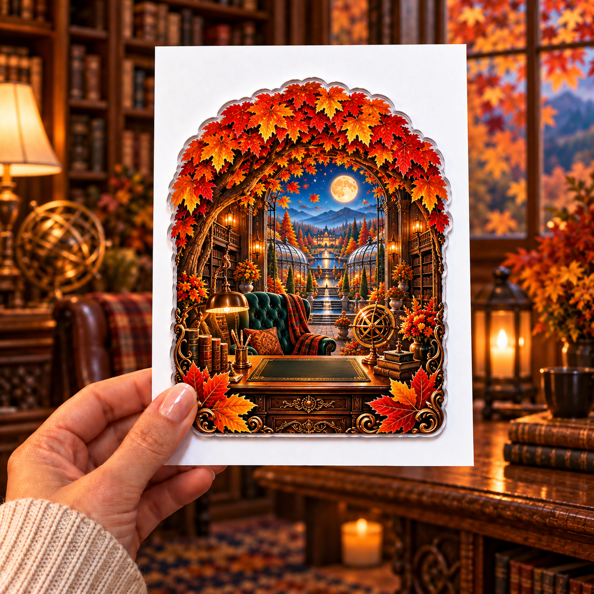 Canopy Scholar Observatory Acrylic Refrigerator Magnet with printed optical 3D artwork in its use setting