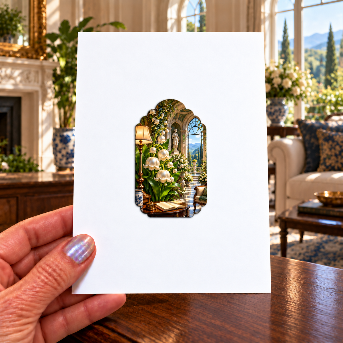 Lily Bell Grand Salon Acrylic Refrigerator Magnet with printed optical 3D artwork in its use setting