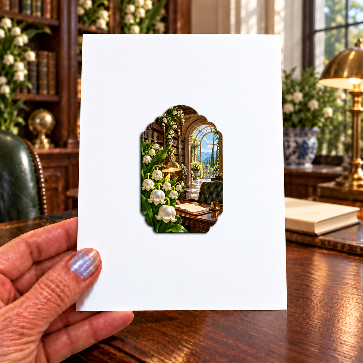 Lily Bell Scholar Atrium Acrylic Refrigerator Magnet with printed optical 3D artwork in its use setting