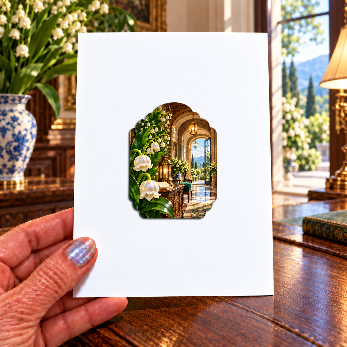 Lily Bell Welcome Manor Acrylic Refrigerator Magnet with printed optical 3D artwork in its use setting