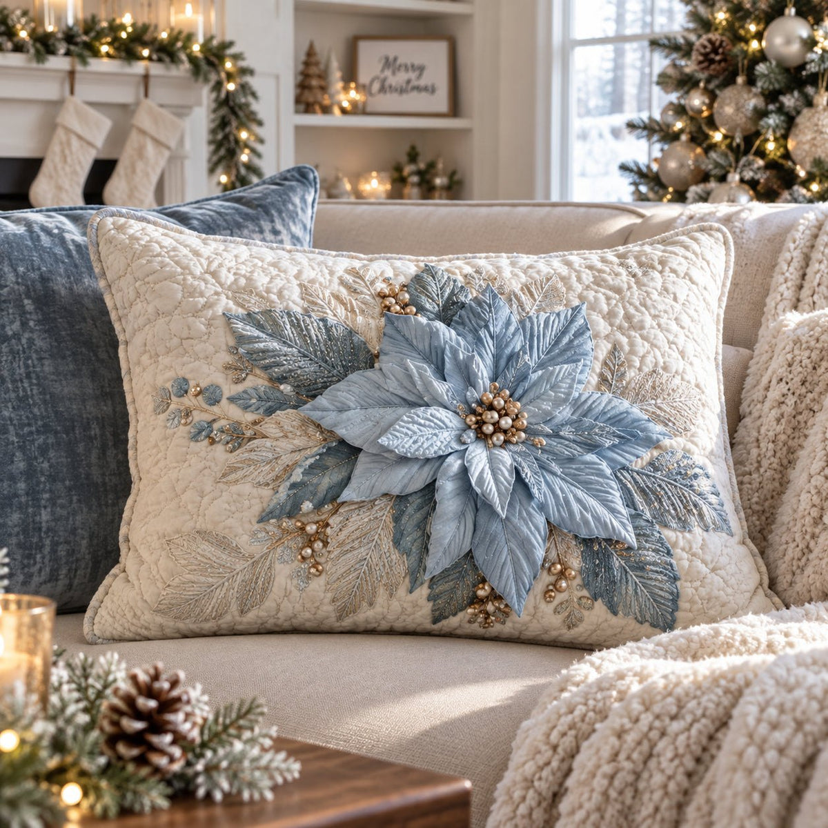 Midnight Bloom Quilted Beding Cushion Cover printed cushion cover