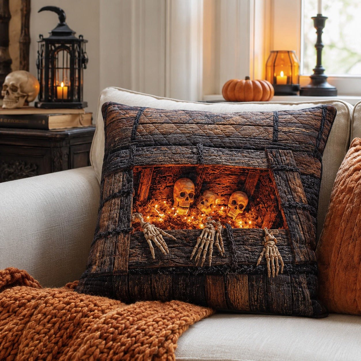 Midnight Cemetery Gate Quilted Pillow Case printed quilted cushion cover