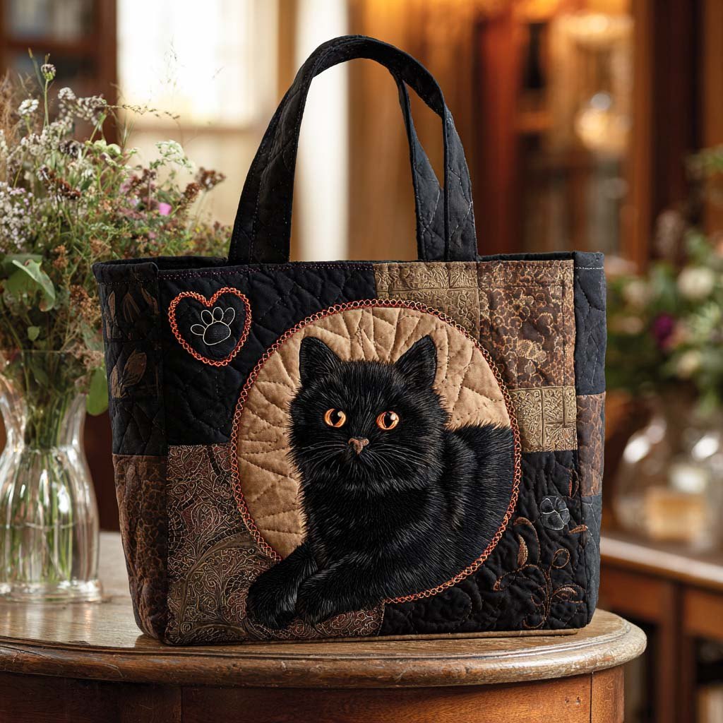 Midnight Charm Quilted Tote Bag printed tote bag
