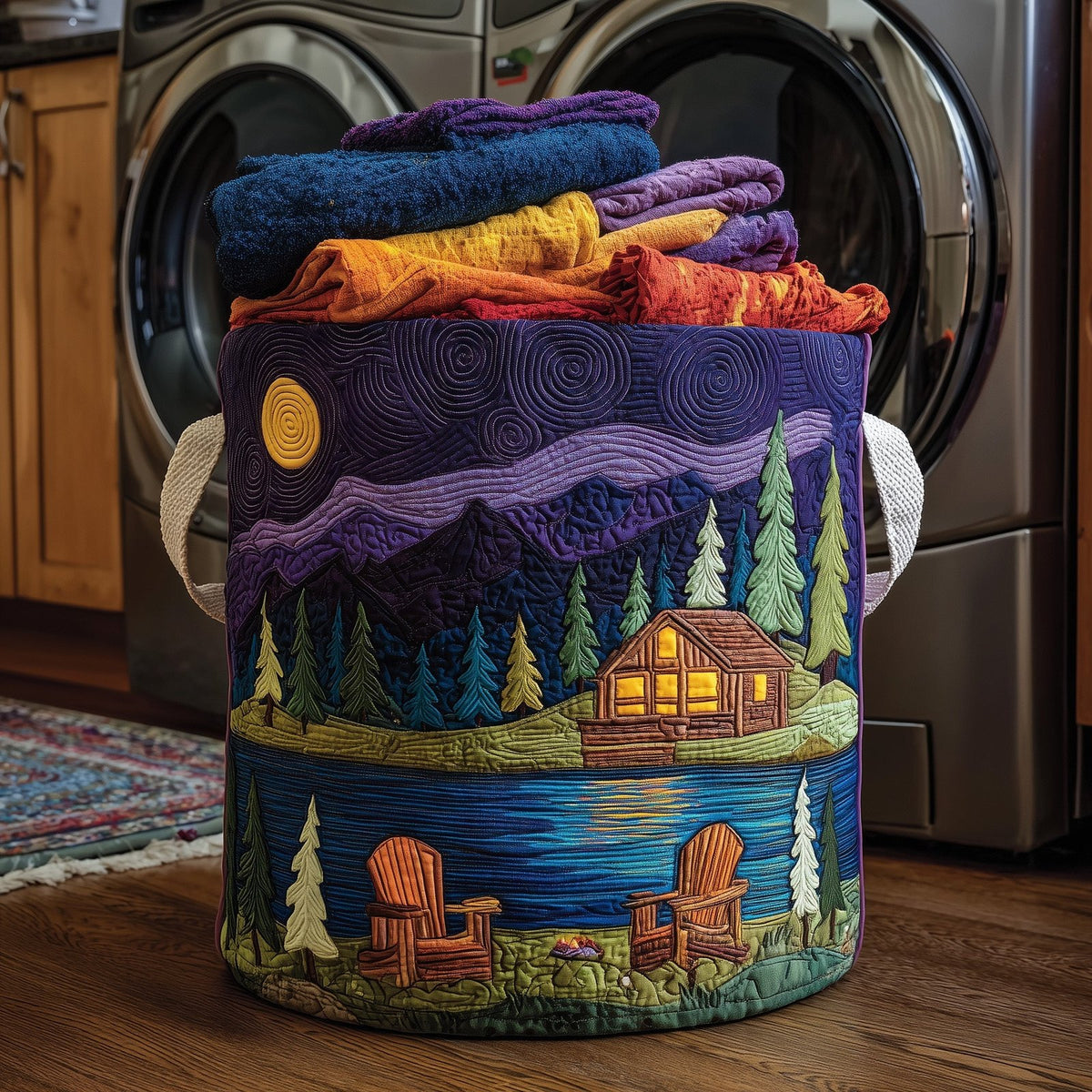 Midnight Harmony Quilted Laundry Hamper printed laundry hamper