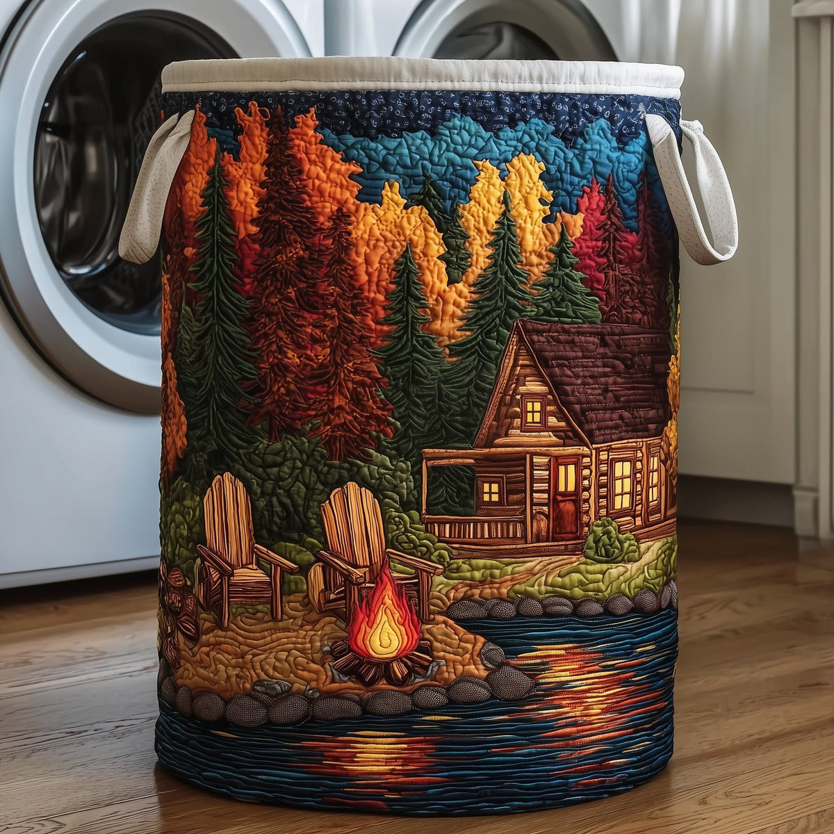 Midnight Harmony Quilted Laundry Hamper printed laundry hamper