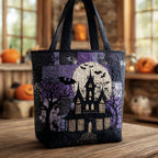 Midnight Haunt Quilted Tote Bag printed tote bag