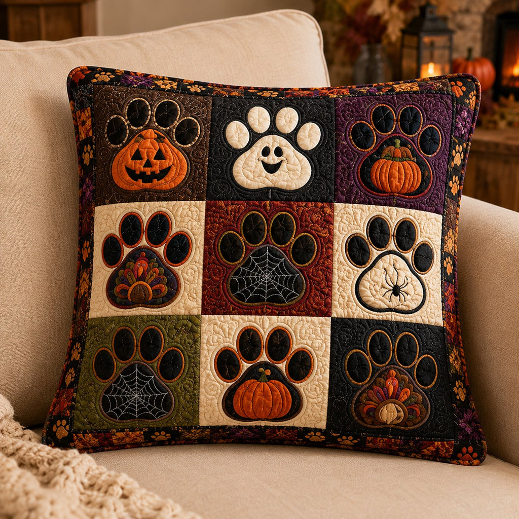 Midnight Paws Quilted Pillow Case printed quilted cushion cover