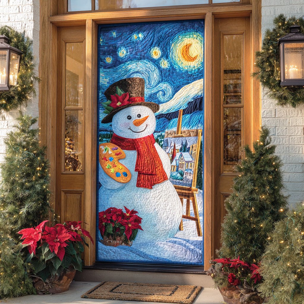 Midnight Winter Glow Quilted Door Curtain printed door curtain