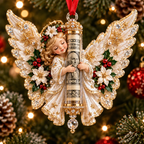 Gold Angel Holly Wreath Cash Holder Christmas Ornament