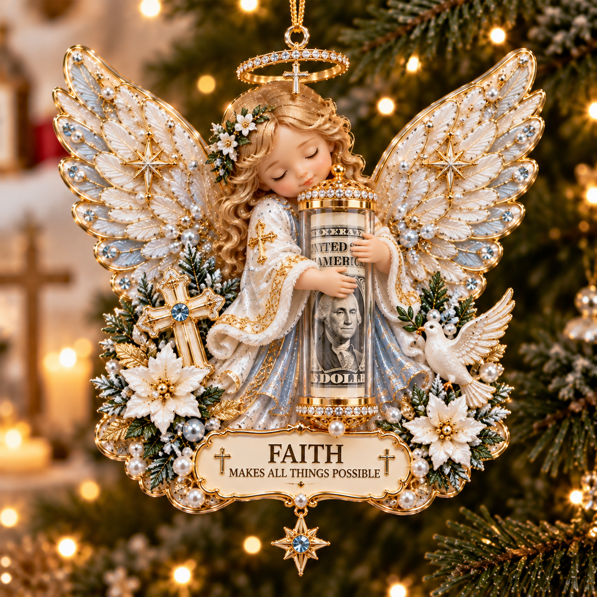 Faith Angel Holder Cash Ornament