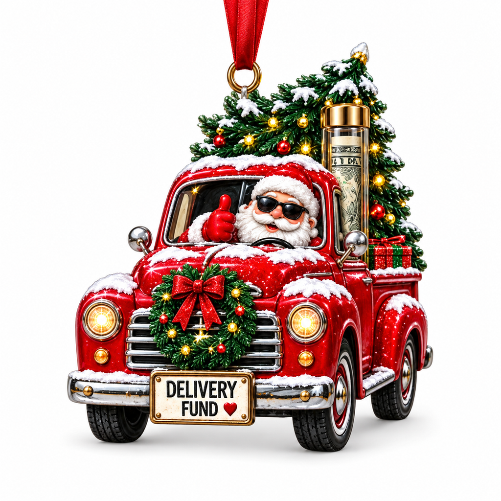Christmas Gift Truck Model Red Envelope Cash Holder Ornament