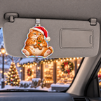 Funny Christmas cookie cat visor with illustrated 3D depth in a festive setting; generated acrylic product mockup