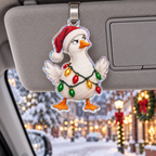 Funny Christmas tangled-lights goose visor with illustrated 3D depth in a festive setting; generated acrylic product mockup
