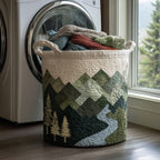 Misty Forest Quilted Laundry Hamper printed laundry hamper