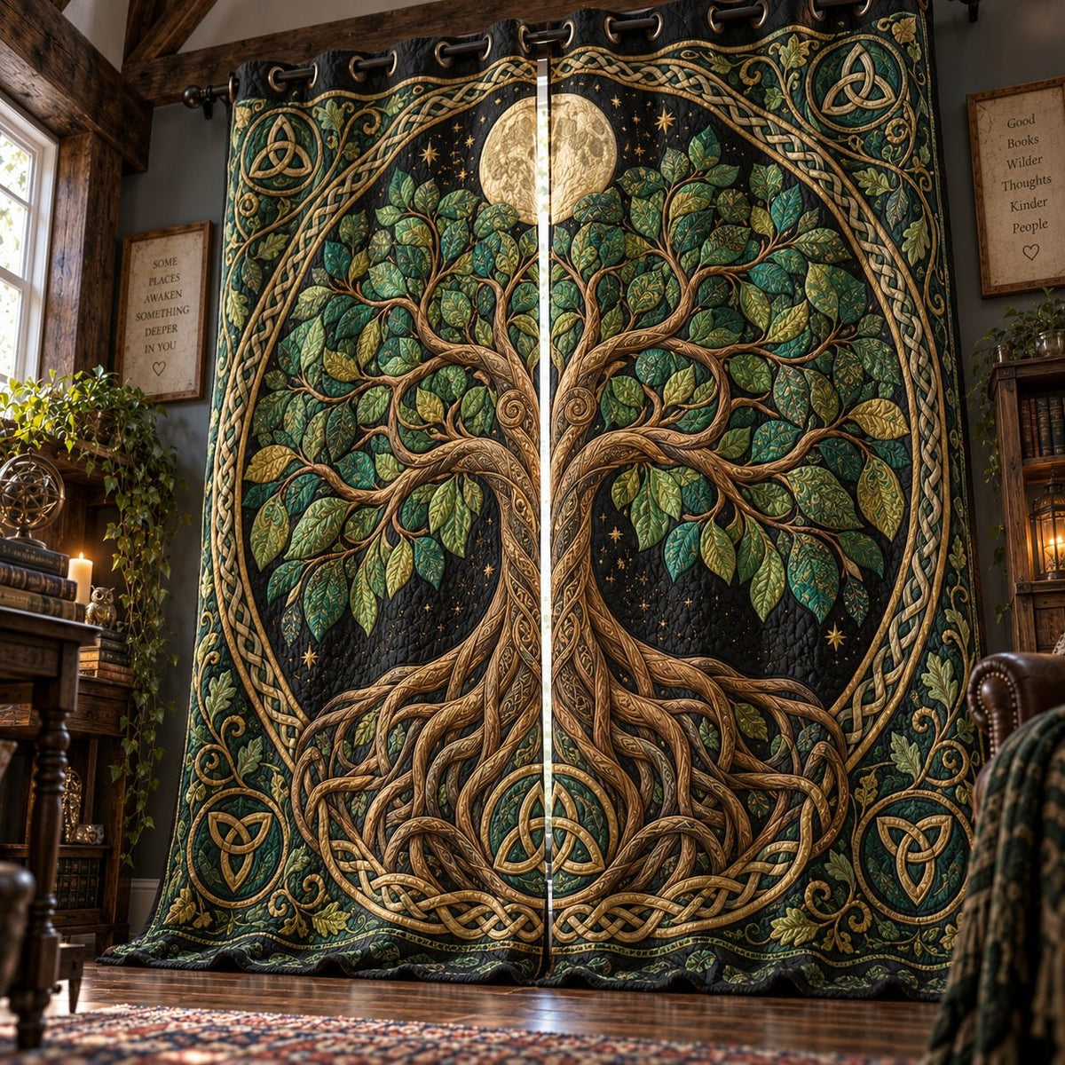 Moonlit Celtic Canopy Quilted Curtains printed door curtain
