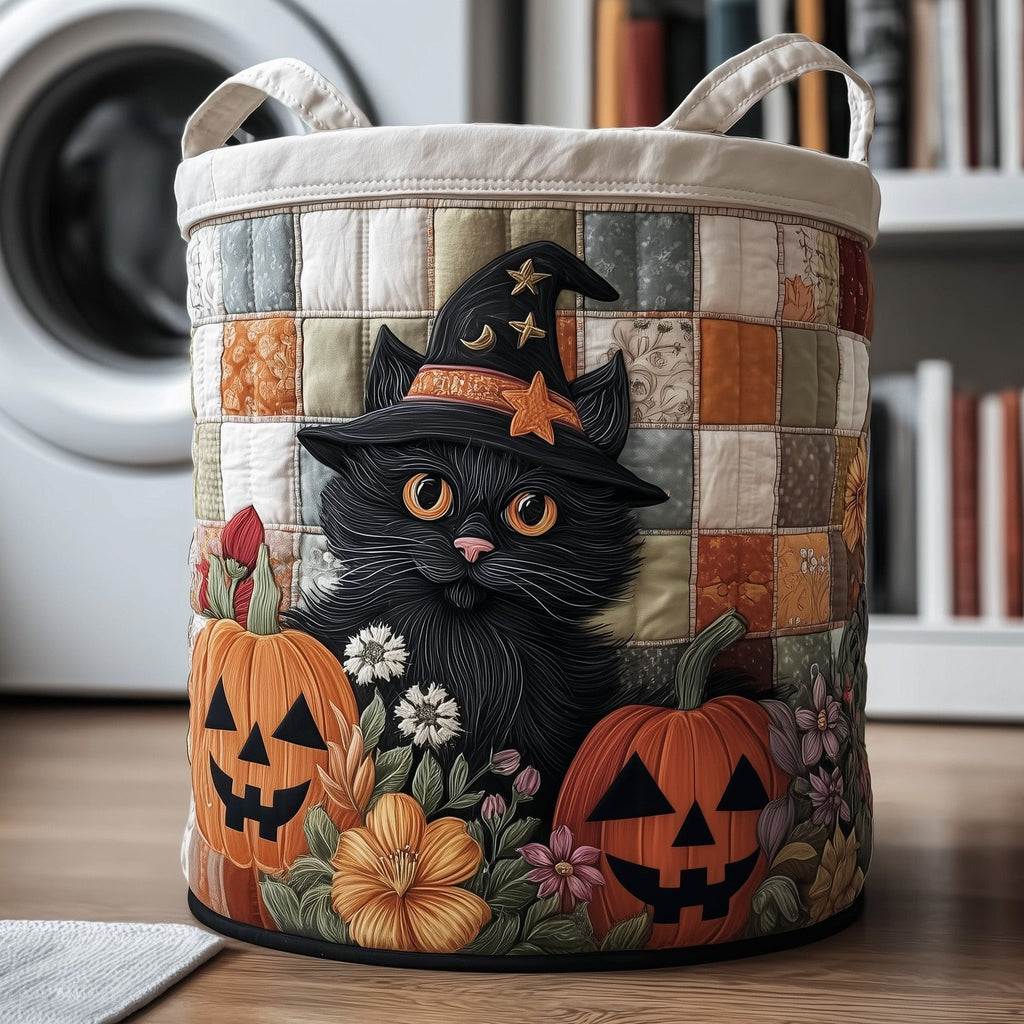 Moonlit Whisker Quilted Laundry Hamper printed laundry hamper
