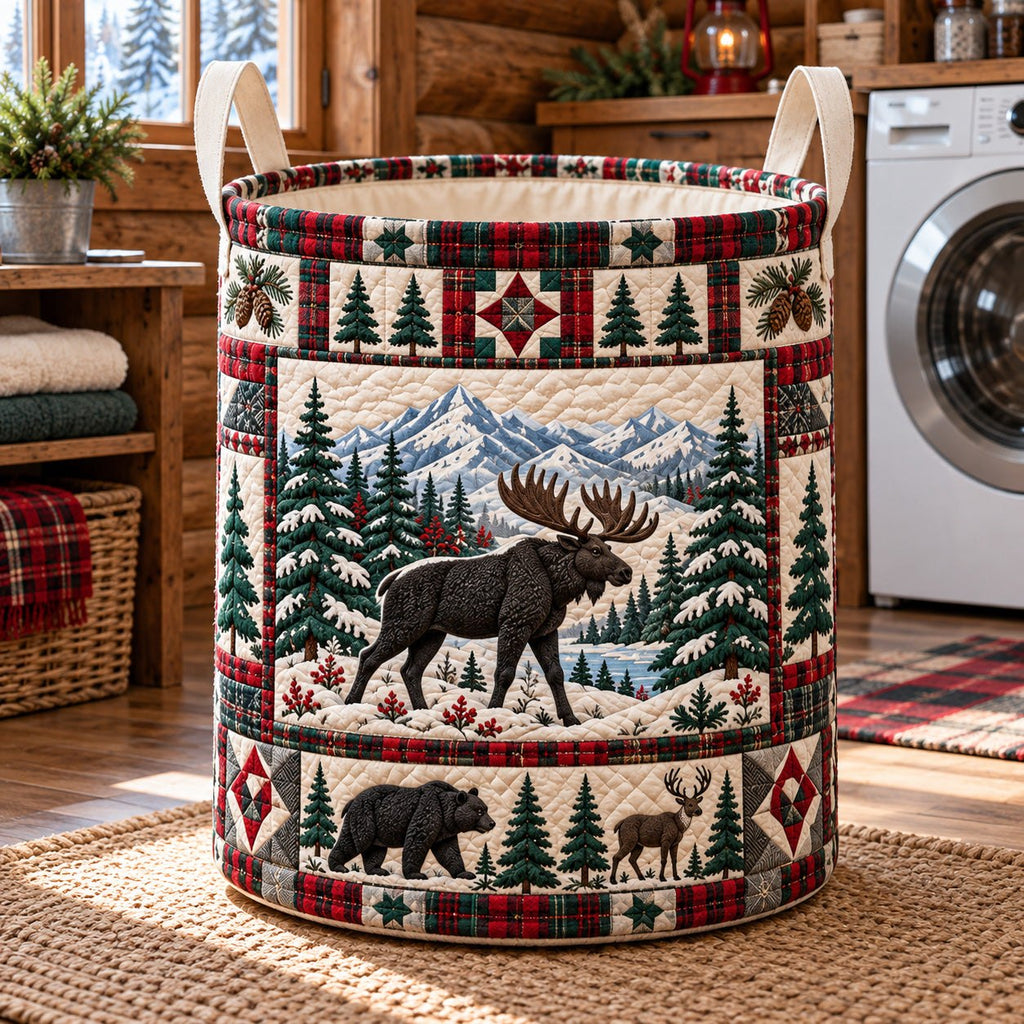 Moose River Mountain printed laundry hamper