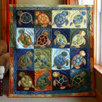 Mosaic Turtle Quilted Blanket printed blanket