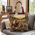 Mother Bear Homeward Quilted Tote Bag printed quilted tote bag